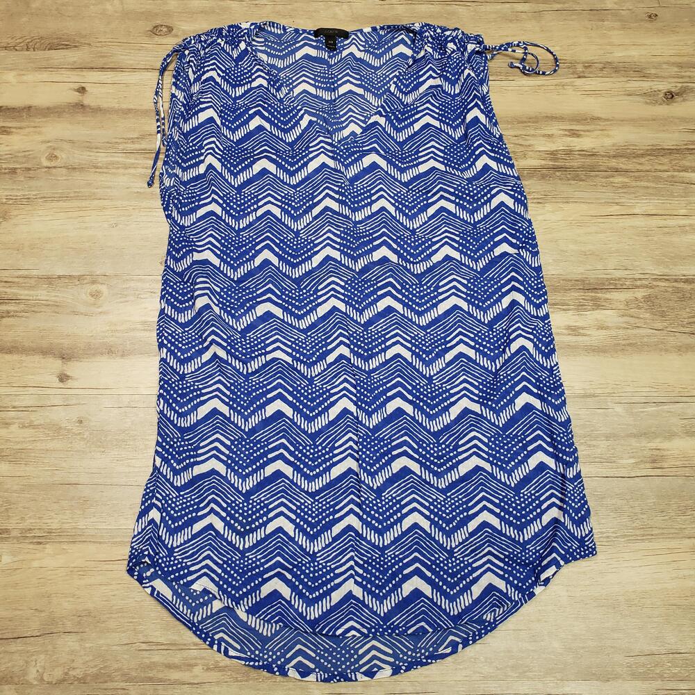 J.Crew Dress Womens XXS Blue Chevron Shift Sleeveless Scoop Neck Summer Beach